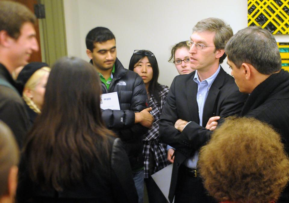 Steven Levitt, author of popular books "Freakonomics" and "Superfreakonomics" answered questions after giving a lecture as part of the Dean’s Lecture Series at the Radcliffe Institute of Advanced Study.