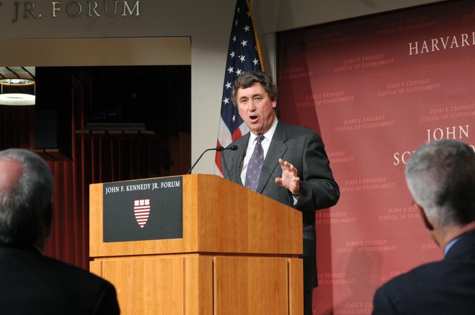 David Fanning, executive producer of Frontline, is recognized for his distinguished broadcast journalism career by the Joan Shorenstein Center yesterday.