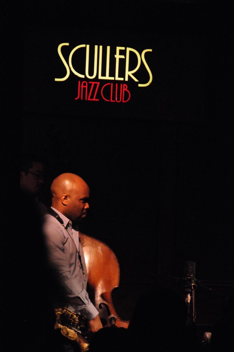A member of Roy Haynes' jazz group performs at Sculler's Jazz Club on Saturday night.