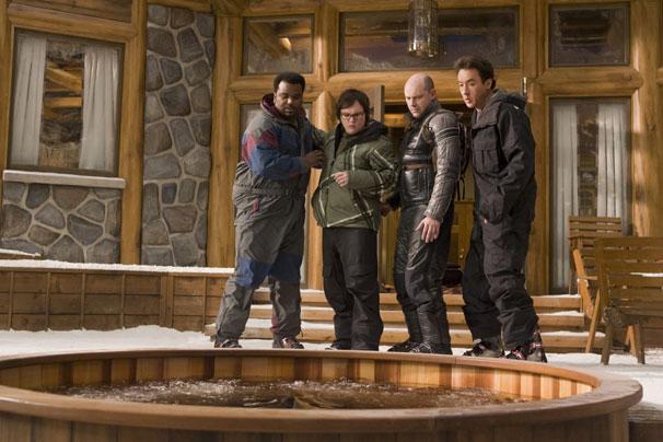 In the raucous and raunchy “Hot Tub Time Machine,” four slacker friends (John Cusack, Craig Robinson, Rob Corrdry, and Clark Duke) travel back in time in a hot tub and try to prevent their futures from changing. Though frequently crude, the film’s cast manages to deliver the comedic goods (and rear nudity). 
