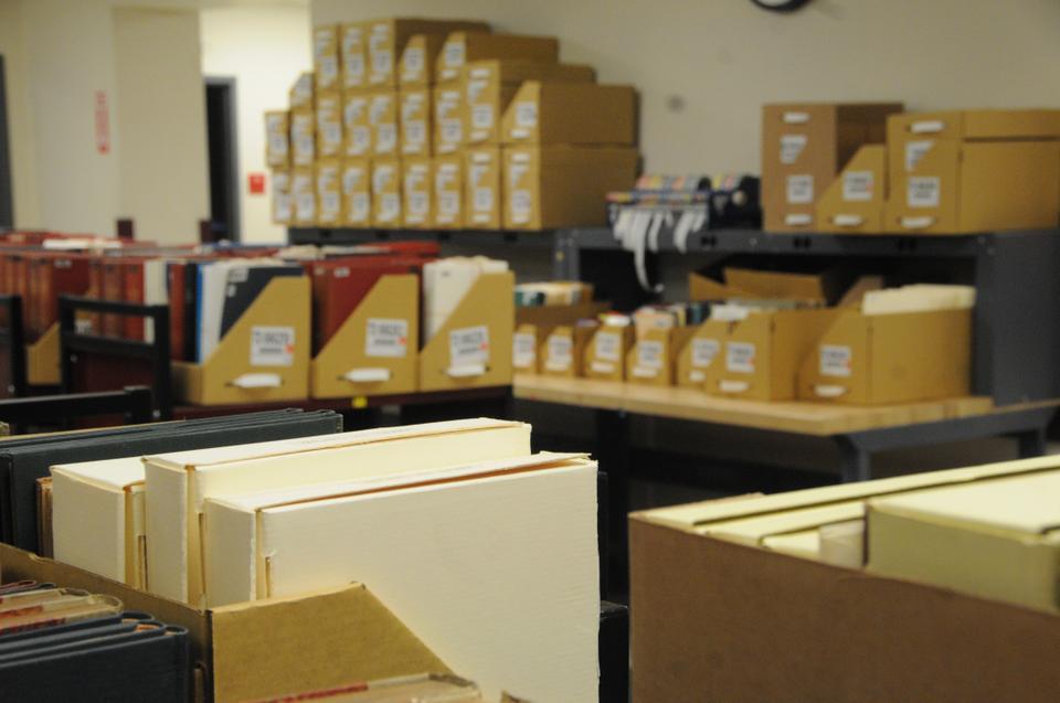 In the sorting office of the Depository, all the incoming and outgoing books are grouped by size in order to make the most efficient use of space.