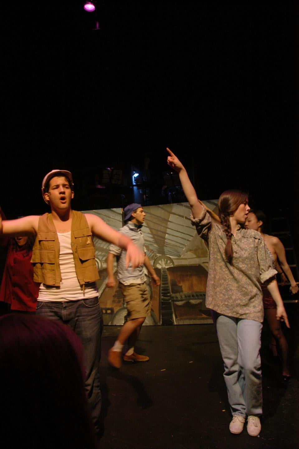 Michael A. Barron ’11, Jesse T. Nee-Vogelman ’13, and Kelly E. Perron ’11 portray a steelworker, a parking lot attendant, and a millworker, respectively, in Stephen Schwartz’s “Working.” The musical, which runs through April 10 in the Loeb Experimental Theater, celebrates the lives of American laborers.