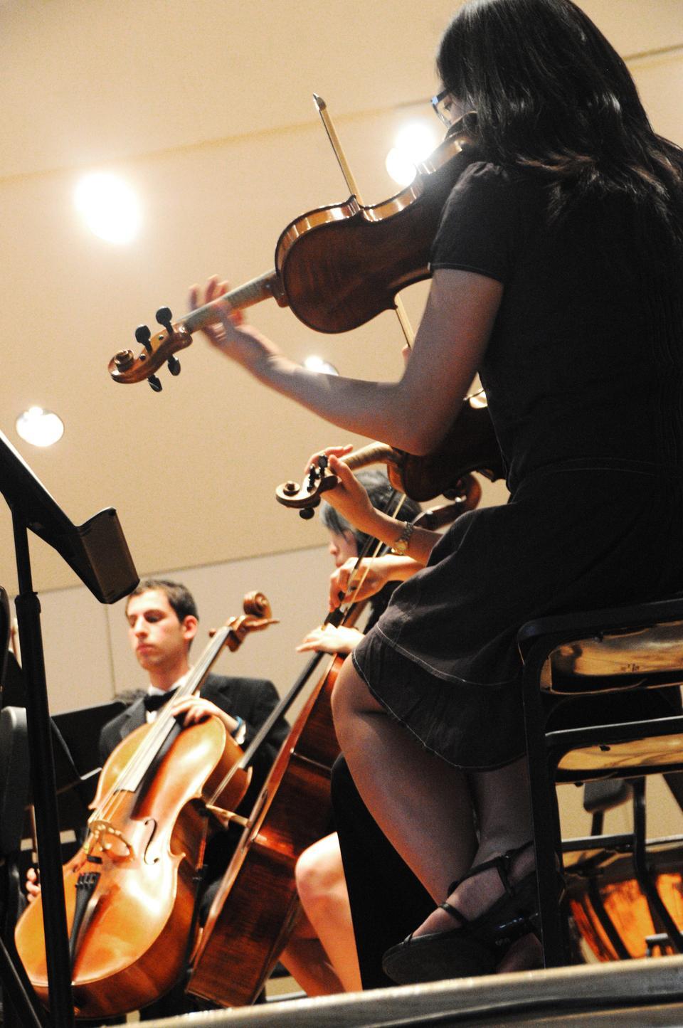 The Mozart Society Orchestra's spring concert, held at Paine Hall on Sunday, April 11, 2010, featured Mozart's Oboe Concerto, Beethoven's 5th Symphony, and Schubert's Rosamunde.