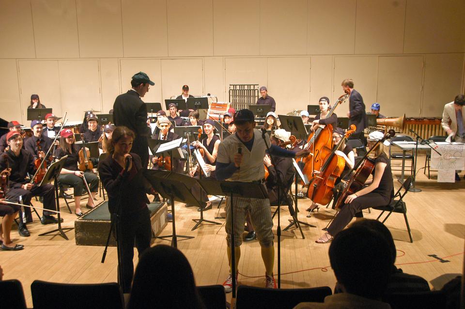 The Harvard Pops Orchestra performed Saturday, April 10, 2010, in Lowell Lecture Hall at 8pm in “Pops Scores!,” an interplay of music from William Tell to Casey at the Bat with baseball commentary.
