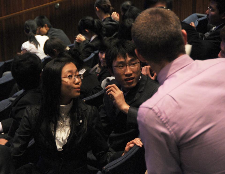 Students from Tsinghua University in Beijing, China joined a panel with Harvard students talking about their experiences at home and abroad. The event, sponsored by the Harvard China Fund, featured a Q&A session and student musical performances. 