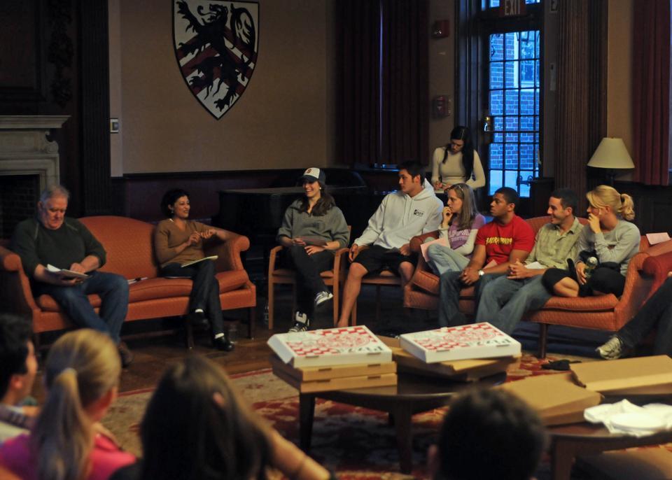 Students talk to health professionals and police officers about the physical effects and legal consequences of marijuana at a seminar sponsored by the Drug and Alcohol Peer Advisors last night.