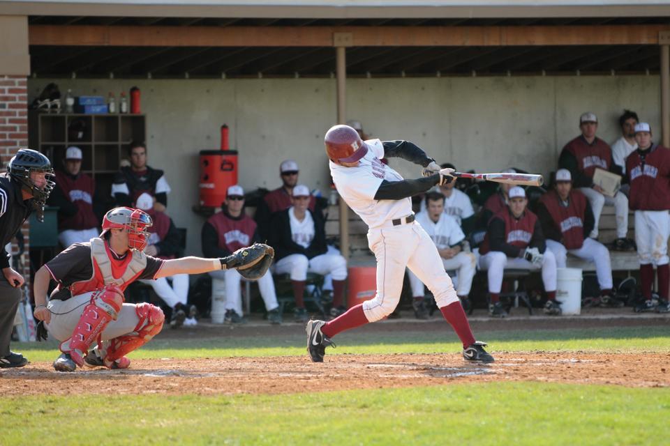 Junior Sam Franklin, shown here in action from Sunday’s twinbill against Brown, had an impressive day at the plate. He hit 5-8 and led the team with seven RBI. The Crimson took both games from the Bears yesterday in a doubleheader that was pushed back due to Saturday’s rains. 