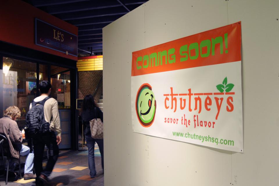 Chutney's will be opening in the Harvard Square Garage after Flat Patties recently closed.