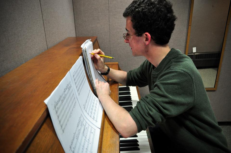 Zachary Sheets '13, a member of the Harvard Original Student Composers, works on his next great musical masterpiece. The Original Student Composers will host an even on Friday, April 30th during which they will highlight the music of student composers.