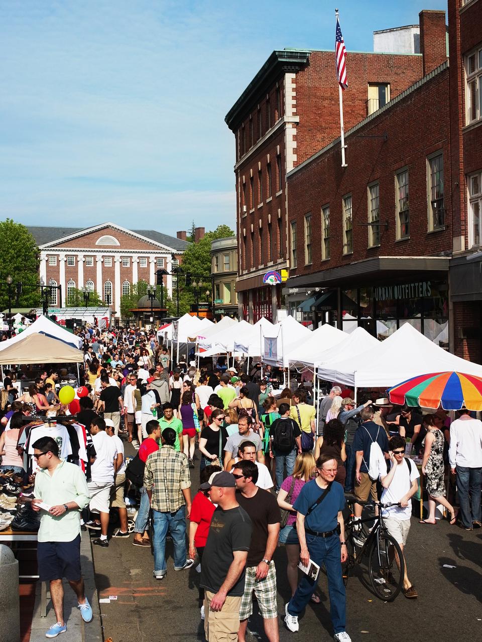On Sunday, Harvard Square held its annual Mayfair, bringing vendors, bands and residents together.