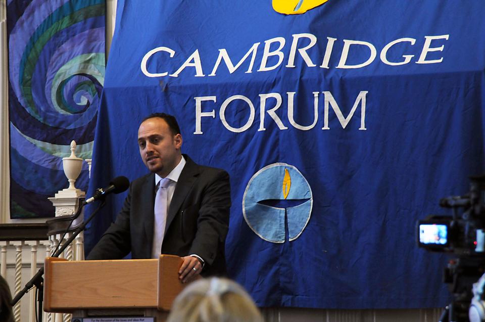 The Cambridge Forum hosted a special lecture by Husam Zomlot, a visting scholar at the Kennedy School.  The event, held at the First Parish Church yesterday, discussed the prospects for a two-state solution in the Middle East.