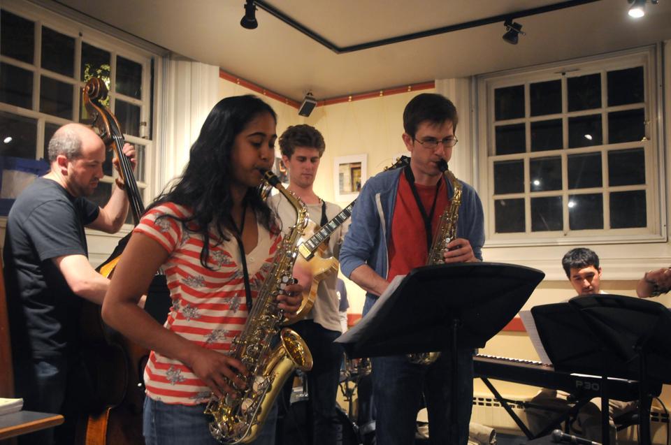 Members of the MU Jazz Combo perform Thursday night in Café Gato Rojo. The performers played jazz standards as well as original compositions.