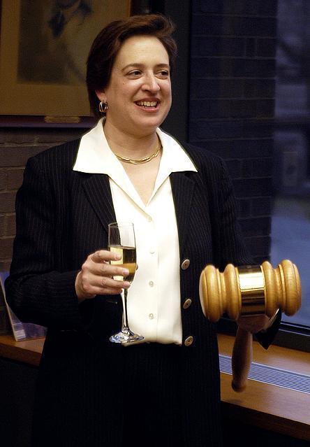 Kagan, seen during a champagne reception celebrating her appointment as HLS Dean in this April 2003 file photo, ascended to the position of dean only two years after receiving tenure. 