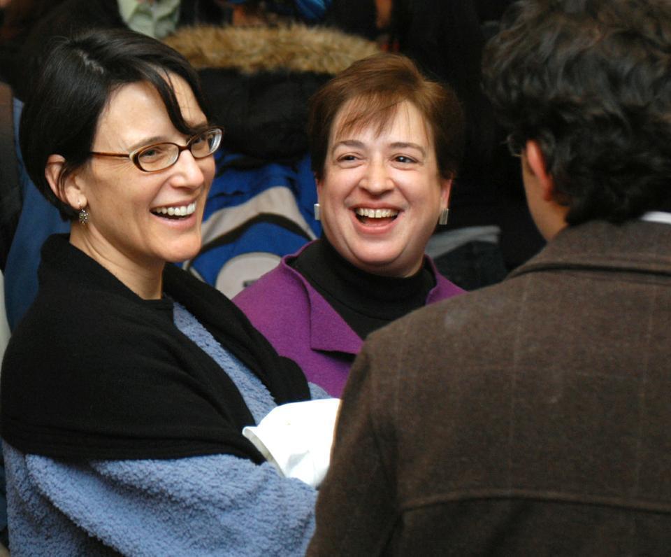 Harvard Law School Dean Elena Kagan, seen in this September 2007 file photo, shares a laugh with students and faculty at a celebration thrown in her honor after Kagan discovered she was not selected to become the 28th president of Harvard University. Kagan was reportedly one of the front runners to replace Larry Summers as University President.