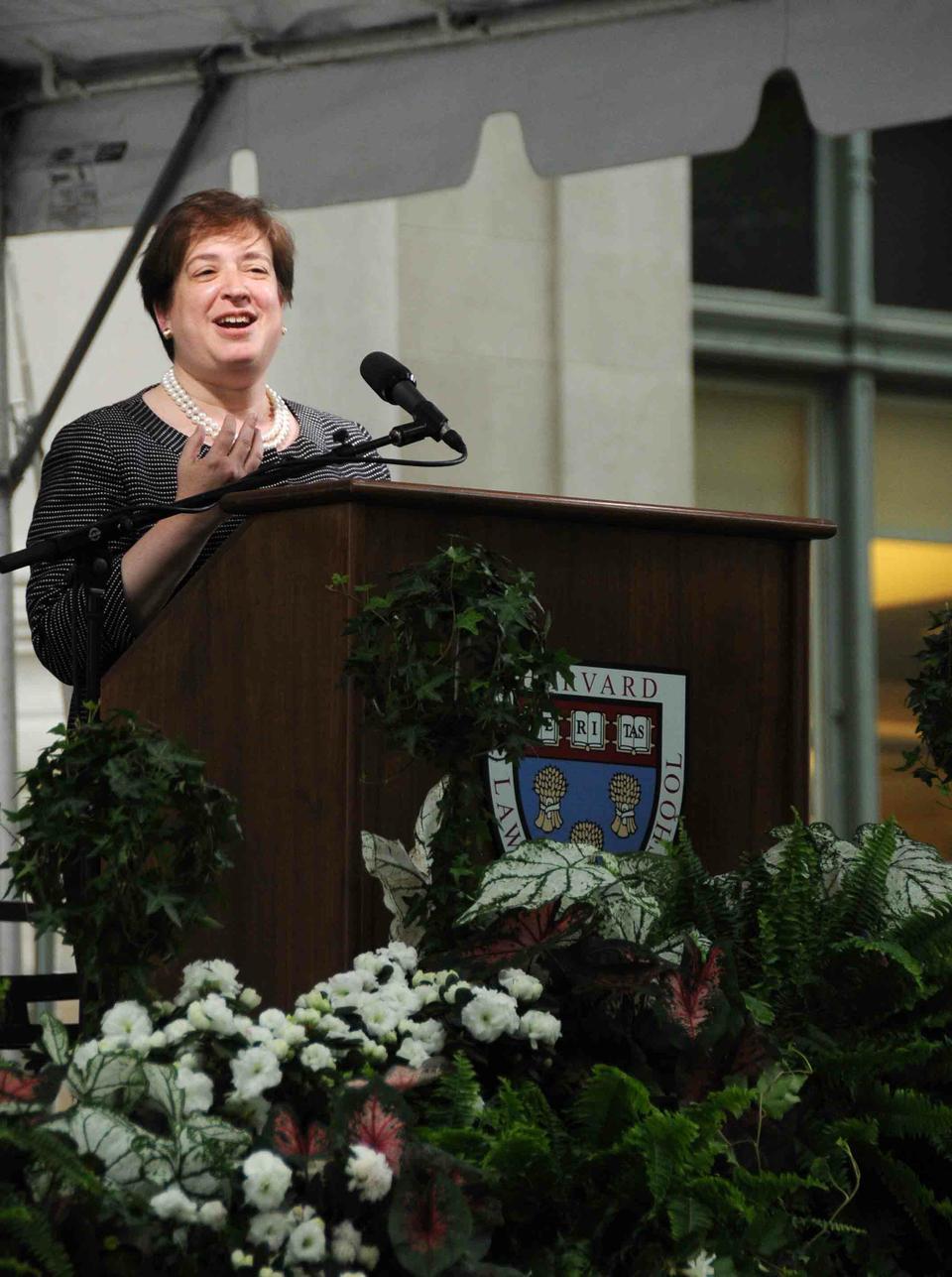 U.S. Solicitor General Elena Kagan speaks during Harvard Law School's Class of 2009 Class Day Exercises, when she urged graduates to pursue public service careers. Fellow law school professor and another reported candidate for the Supreme Court Martha Minow succeeded Kagan as Dean in July 2009.