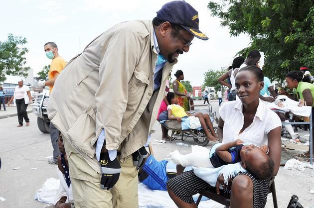 The explorations of Harvard Foundation Director S. Allen Counter, pictured here in Haiti following the devastating earthquake in January, will be the subject of a biopic to be released in 2011.