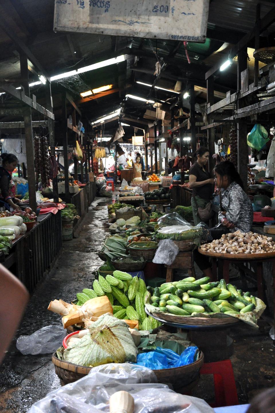 Located in the southern part of the city, the Russian Market is a popular site for not only tourists but also local expatriates and Cambodians. The name of the market itself refers to its popularity among the Russian expatriates who lived in the city in the 1980s. The Market is structured with little booths where citizens sell a wide range of hand-made products, such as sarongs, teacups, and Buddhist statues. In one part, there is also a fruit and vegetable market, as pictured above. 
