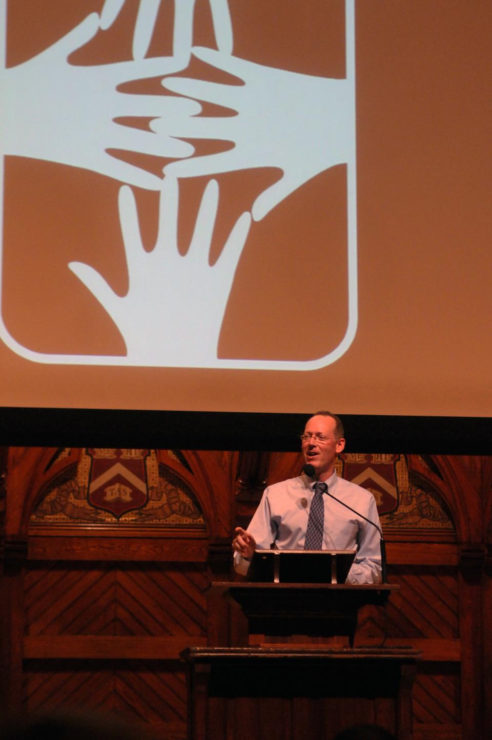 Partners in Health founder Paul Farmer explores the future of organization during “Lessons from Haiti,” an event held at Sanders Theater on Saturday.