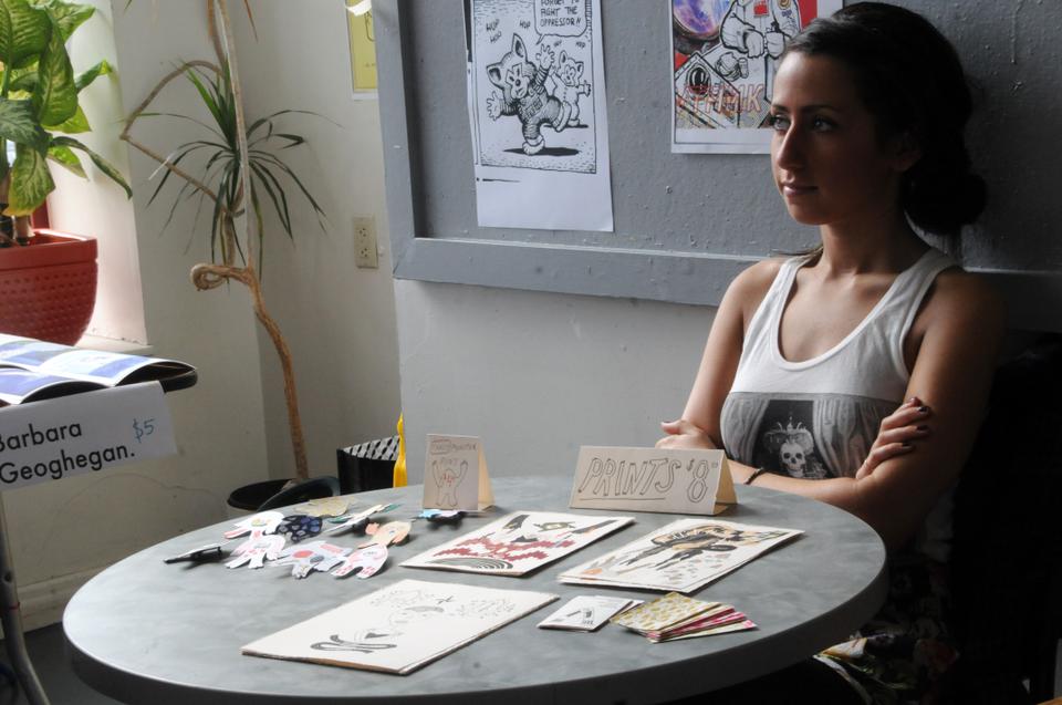 Boston-based artist, Valerie P. Arruda, sells her own hand-drawn illustrations and prints at the Massachusetts Independent Comics Expo (MICE) on September 25, 2010 from 10 AM to 6 PM.