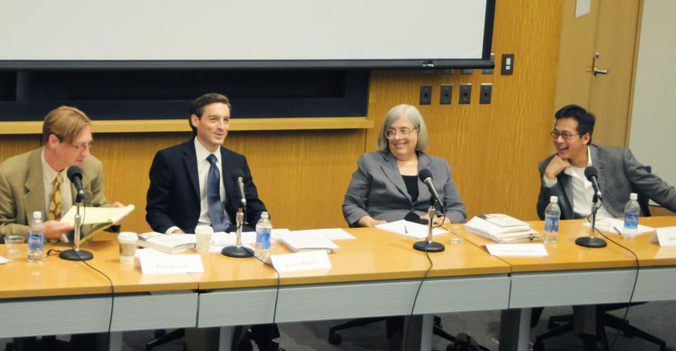 Authors Jacob Hacker and Paul Pierson discuss their latest book "Winner-Take-All Politics: How Washington Made the Rich Richer - And Turned Its Back on the Middle Class" in Tsai Auditorium at the Center for Government and International Studies. Former Dean of GSAS Theda Skocpol and HKS Professor Archon Fung were also on the panel to answer questions from the audience.