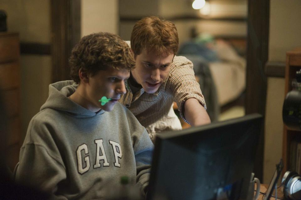 Mark E. Zuckerberg (Jesse Eisenberg) creates Facebook in his Kirkland House dorm room in "The Social Network."