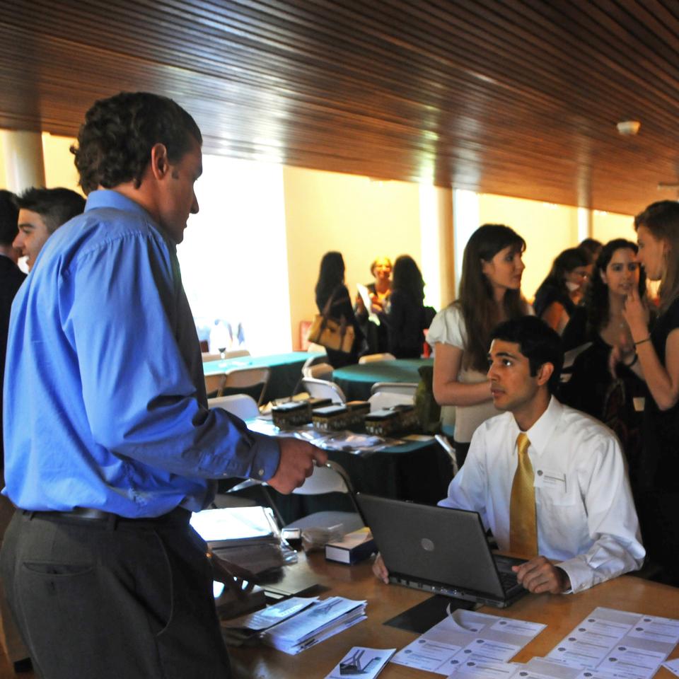 A Harvard student registers for the Harvard Italian American Association 2nd Annual Intercollegiate Summit on Saturday in Boylston Hall.  The event featured keynote speakers Mr. Stephen Pagliuca, co-owner of the Boston Celtics and Managing Director at Bain Capital; Hon. Ronald W. Del Sesto, Esq. Honorary Vice Consul of Italy to Rhode Island, and New England Area Coordinator for the National Italian American Foundation; and Mr. Andre DiMino, President Italian American ONE VOICE Coalition, Immediate Past.