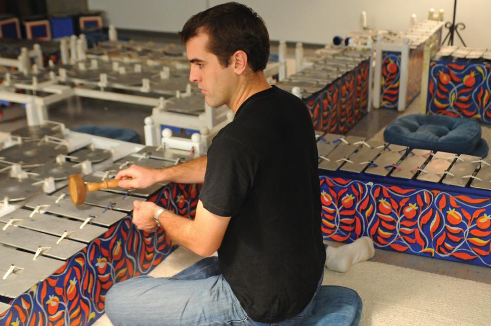 Community members participate in the Gamelan Si Betty ensemble, led by Jody Diamond.