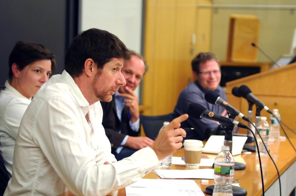 Managing Director of VII photo agency Stephen Mayes moderated a discussion yesterday on the role of photojournalism in depicting conflict yesterday. (CORRECTION: An earlier version of this caption incorrectly identified Stephen Mayes as Thorne Anderson. The caption has been changed to reflect the error.)
