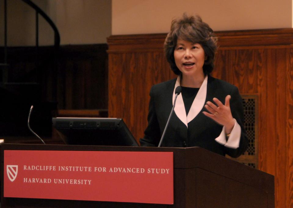 Former U.S. Secretary of Labor Elaine Chao addresses the opening crowds of the Annual Asian American Alumni Summit last Friday.