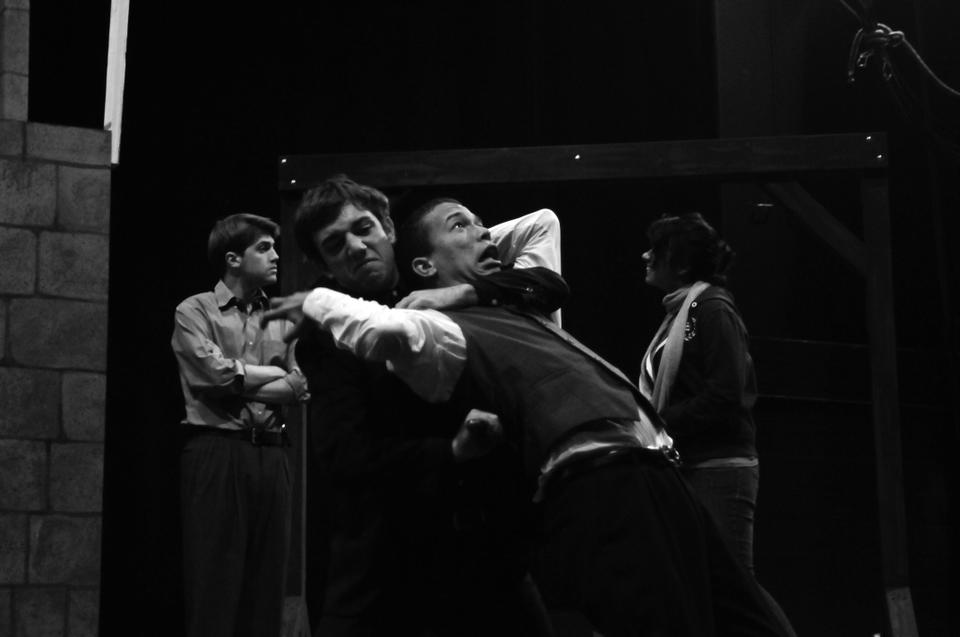Spencer J. Home ’14 struggles against an attack in the production “The Spanish Tragedy.” 