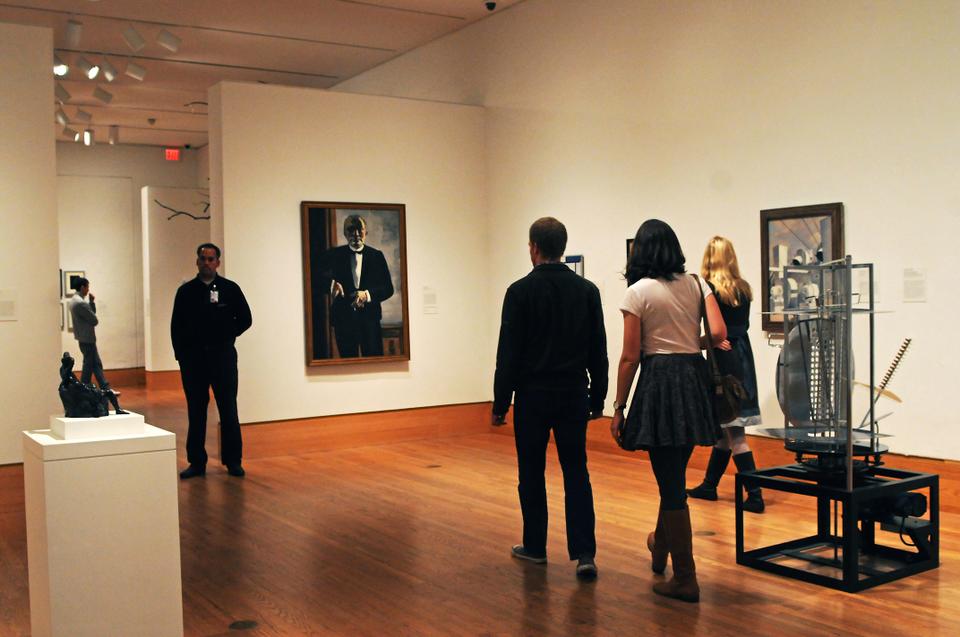 Students browse the Sackler Museum’s modern and contemporary art exhibits at yesterday’s Night at the Sackler event, organized by the Harvard Art Museums Undergraduate Connection. 