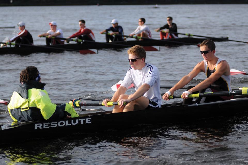 Celtics big man Shaquille O’Neal has challenged Harvard crew, shown here in earlier action, to a race on the Charles. O’Neal believes his boat of NBA All-Stars Paul Pierce, Ray Allen, and Kevin Garnett can top the Crimson.