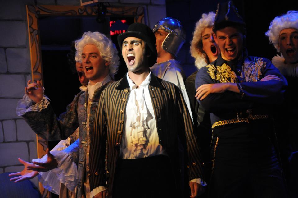 Rupak K. Bhuyan ’13 (center) plays Roderic Murgatroyd, the original bad baron of “Ruddigore” and the uncle of Robin Oakapple.