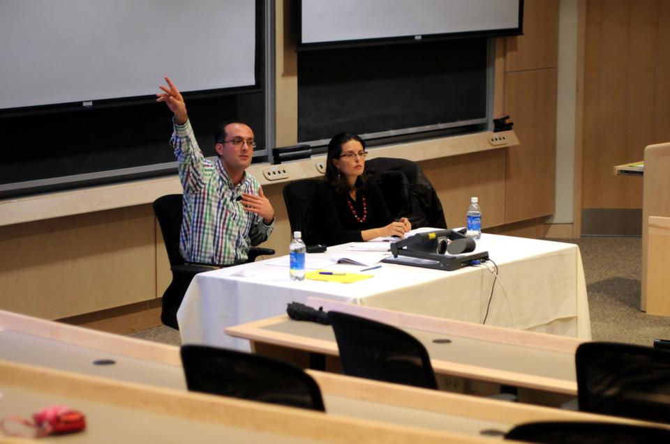 Bashir Bashir, adjunct lecturer at the Department of Political Science at the Hebrew University of Jerusalem, and Leila Farsakh, Associate Professor of Science at the University of Massachusetts, Boston speak at the Kennedy School of Government about alternatives to the partitioning of land between Israel and Palestine. Bashir and Farsakh focused on the proposal of "bi-nationalism" as an alternative that would secure national and individual rights.
