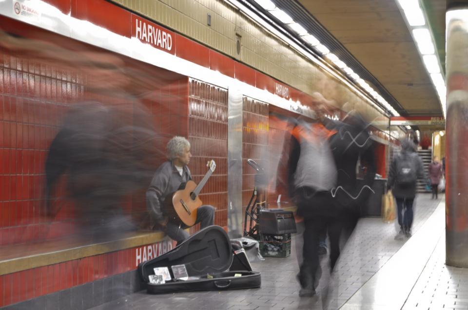 The classically trained Peter Podobry once performed gigs with bands around the area. He has been a street musician for almost 10 years in Cambridge.