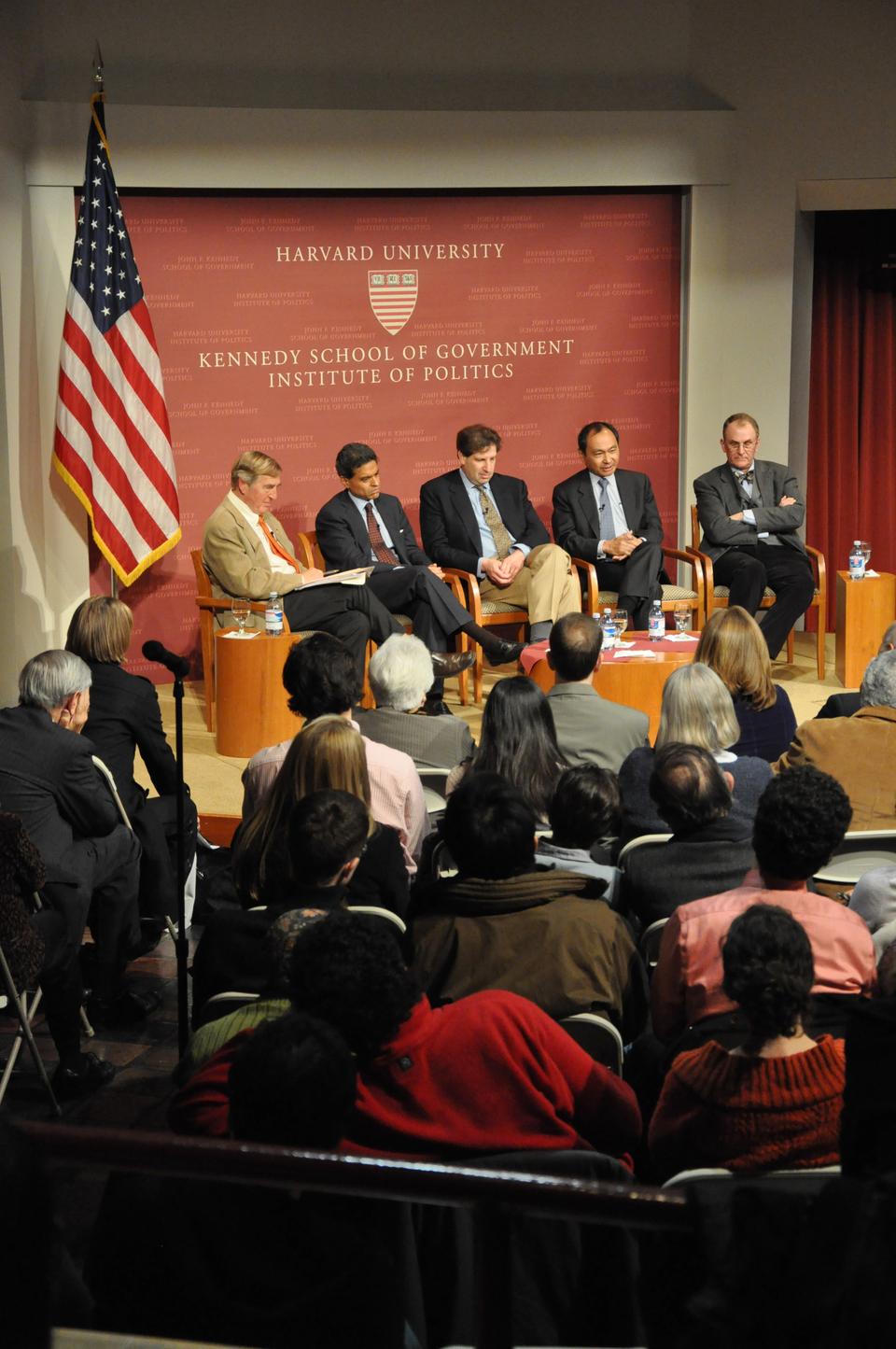 The Institute of Politics hosted a conversation with Eliot Cohen, Francis Fukuyama, Gideon Rose, and Fareed Zakaria concerning the legacy of Samuel Huntington. 