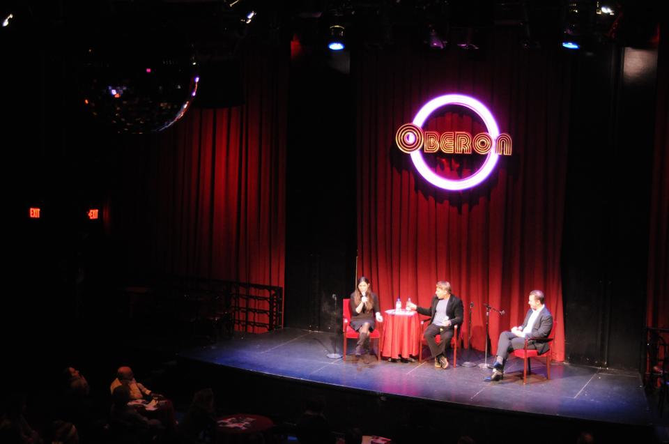 A.R.T. Artistic Director Diane Paulus and Stephen Schwartz, creator of the musicals Wicked, Pippin, and Godspell hold a discussion about the American musical to a full crowd at Club Oberon Tuesday evening.