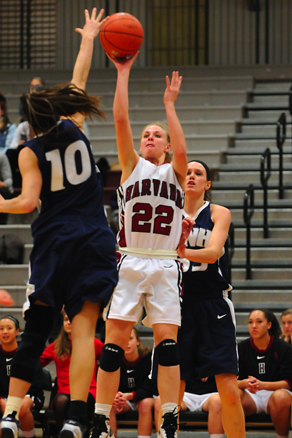 Freshman guard Christine Clark, shown here in earlier action, pulled down a career-high eight boards in a 76-64 victory against NJIT yesterday.