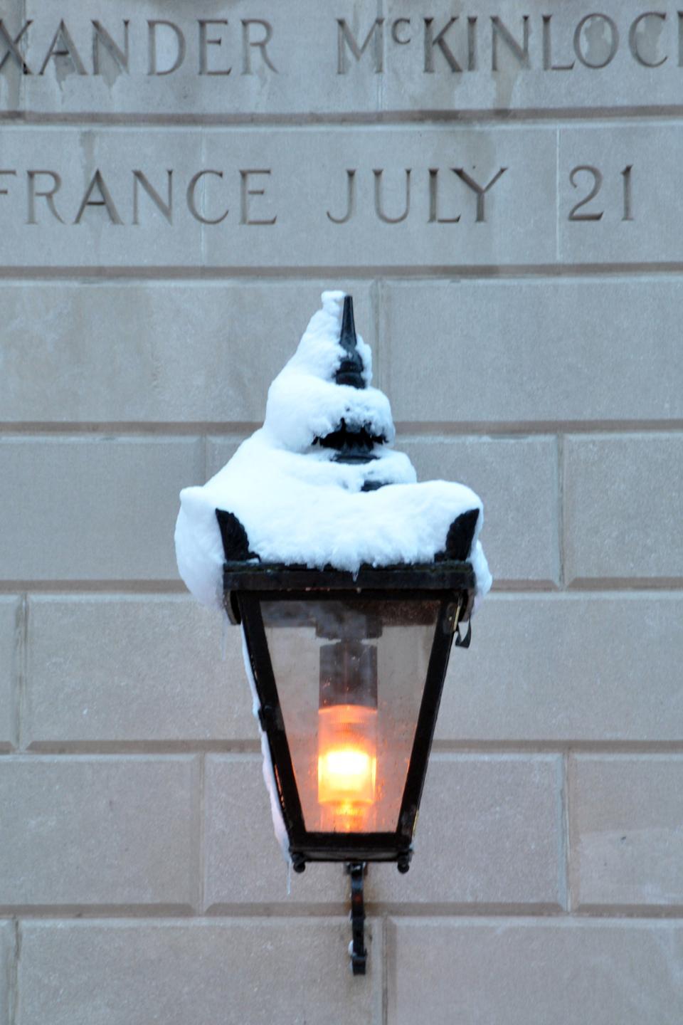 Blizzard conditions Wednesday led to the accumulation of over a foot of snow in Cambridge.