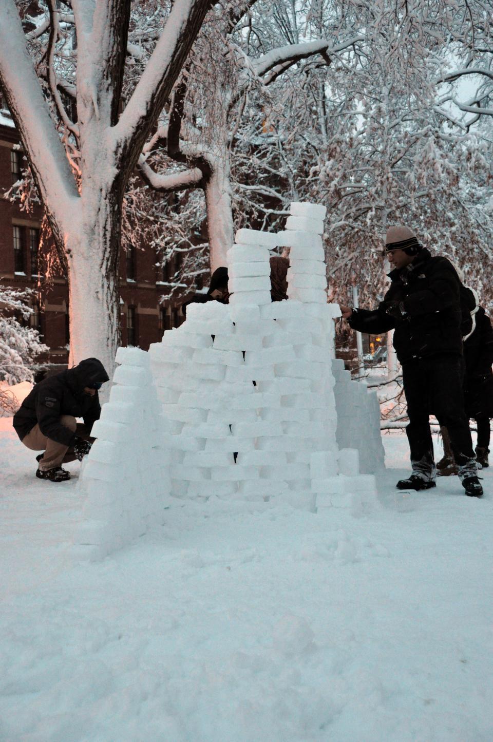 Blizzard conditions Wednesday led to the accumulation of over a foot of snow in Cambridge.