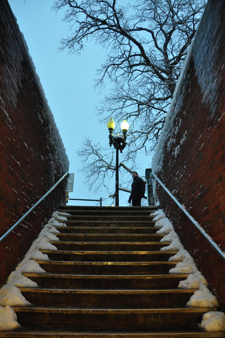 Blizzard conditions Wednesday led to the accumulation of over a foot of snow in Cambridge.