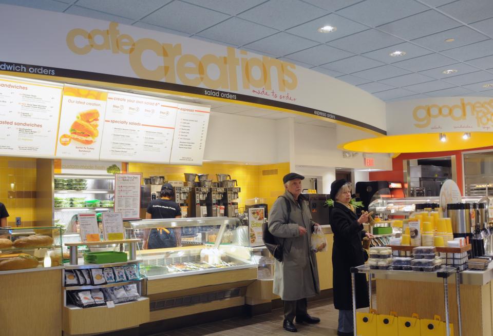Au Bon Pain is currently being remodeled. Although the servery is complete, the new seating area is still under construction.