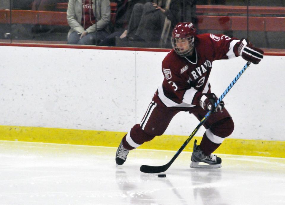 Senior Michael Biega, shown above in earlier action, is tied for the team lead in goals and points this season.  Harvard takes on arch-rival Cornell this Saturday. The Big Red leads the all-time series 69-58-7 and knocked off the Crimson 6-3 and 3-0 in last season’s matchups.