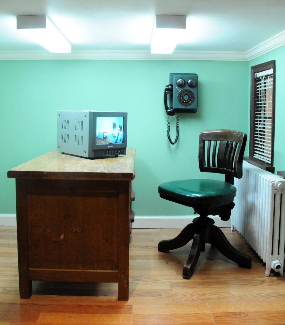“Day Shift”, a 2009 mixed-media installation by Meredith James is on display in the Carpenter Center.