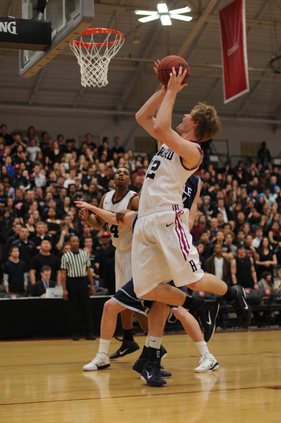 Sophomore forward Jeff Georgatos scored a crucial basket down the stretch Friday night against Yale, drawing Bulldog Greg Mangano’s fourth foul and forcing the big man to the bench. Georgatos hit the ensuing free throw to complete the three-point play and give Harvard a one-point lead.