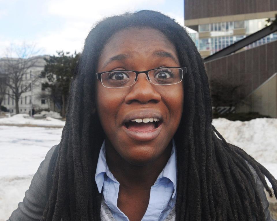 She looks scared, maybe it's the 6.9 percent acceptance rate?