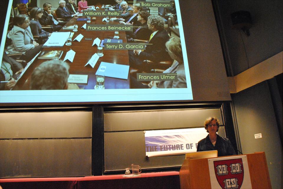 Dean of Harvard School of Engineering and Applied Sciences Cherry A. Murray offers an insider’s look on the investigation of the BP oil spill. Murray spoke yesterday at an event held in the Science Center. 
