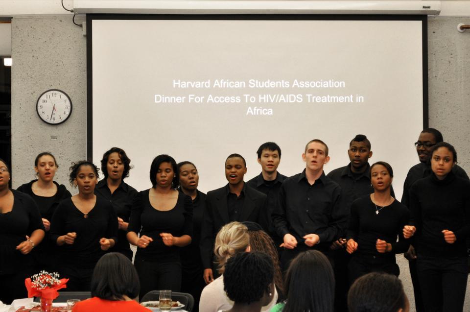 The Kuumba Singers of Harvard College perform at a benefit dinner yesterday to raise money for the Family Treatment Fund, an organization that provides antiretroviral treatment to HIV positive people in Southwest Uganda.