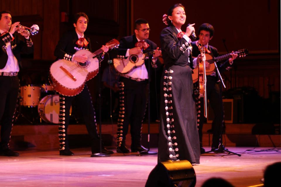 The group, Mariachi Veritas de Harvard, fills Sanders with the themes of different traditional Mariachi songs.