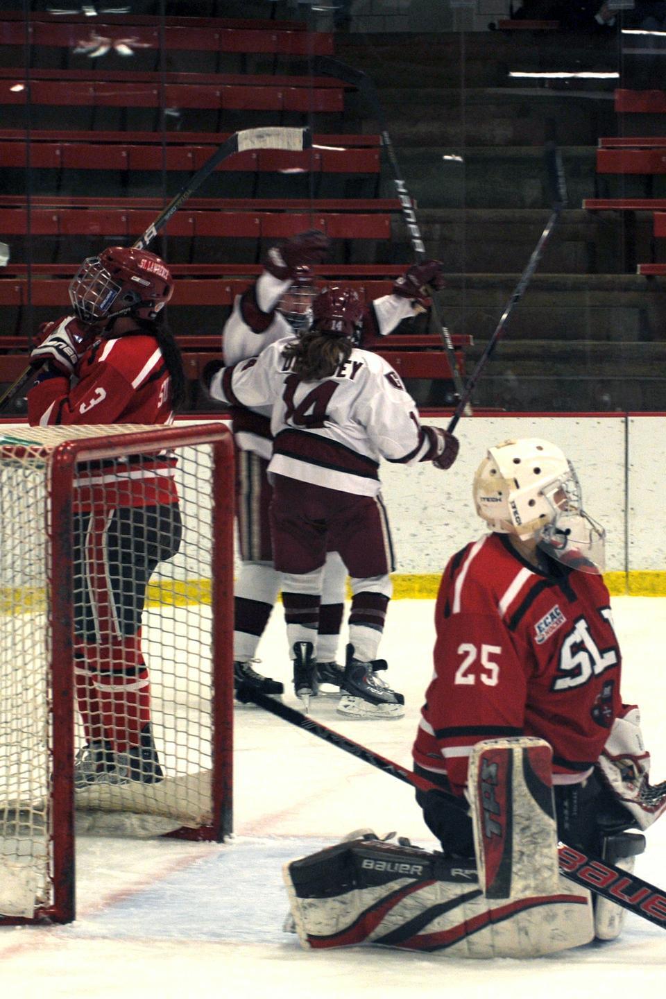 Sophomore forward Jillian Dempsey had four goals in two games to help the Crimson sweep its quarterfinal series with St. Lawrence and advance to the ECAC semifinals for the 12th straight season.